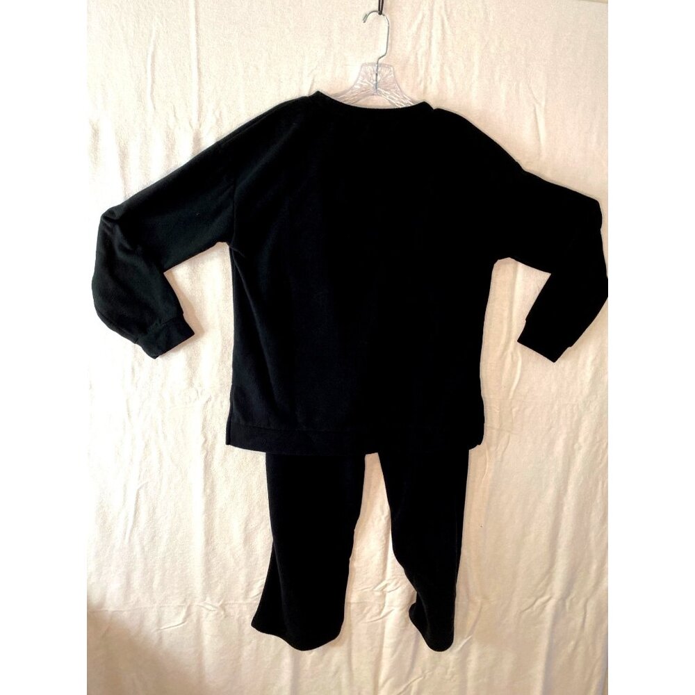 Women’s Black Velour Lounge Set EKOUER V Neck Top Pants Size M - Picture 2 of 13